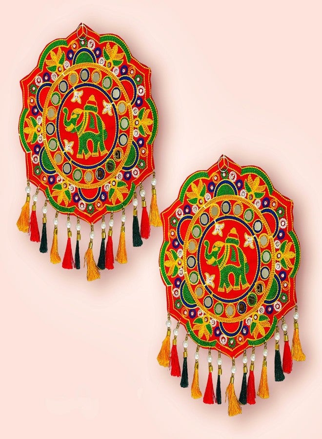 TORNORY Velvet Door Hangings For Home Decoration | Latkan | Jhumar | Stylish Torans For Entrance Door(Set Of 2 Pieces) (Round-Todla03), Multicolour - Image 1